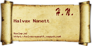 Halvax Nanett névjegykártya